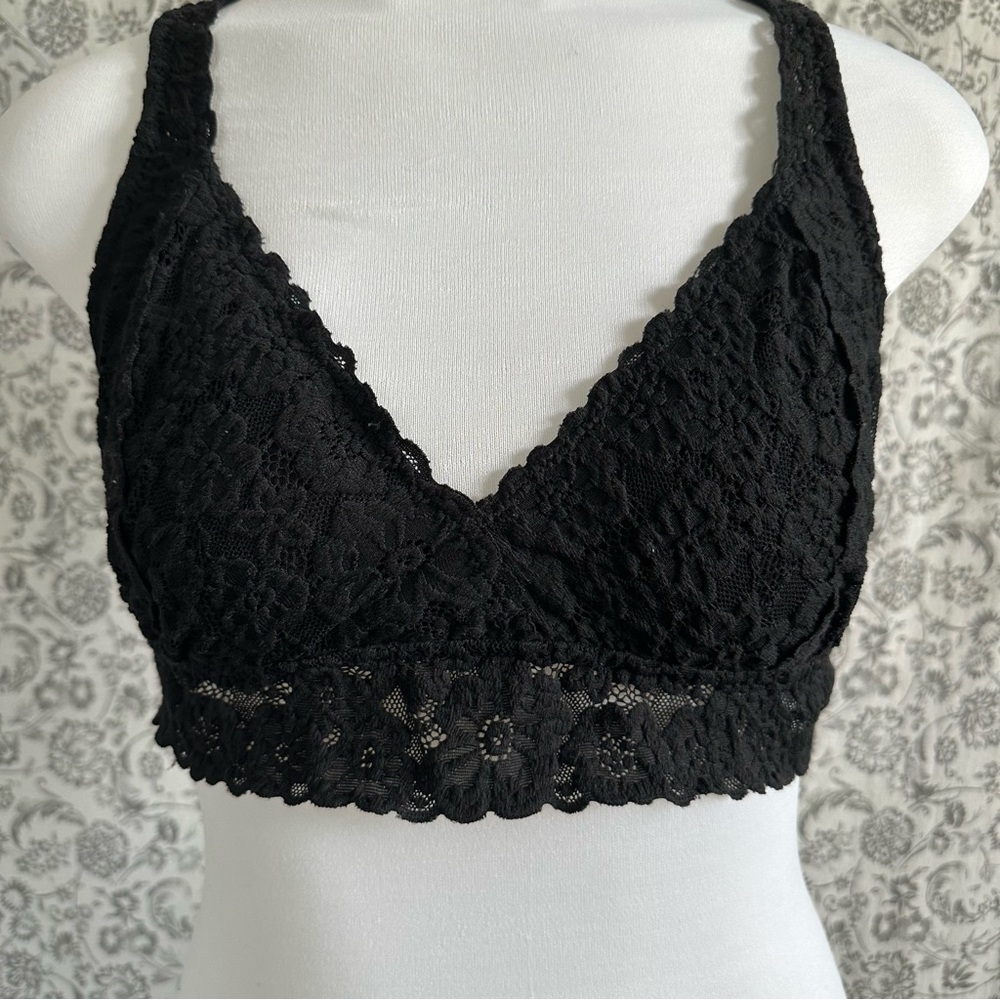 Aerie Black Lace Bralette with Racerback Design